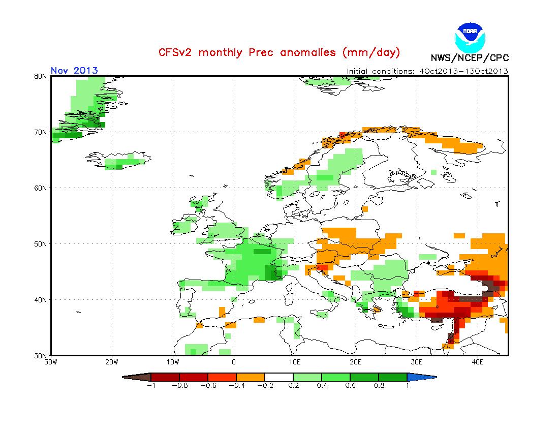 Previsión otoño: noviembre y diciembre NOAA y ECMWF(II)