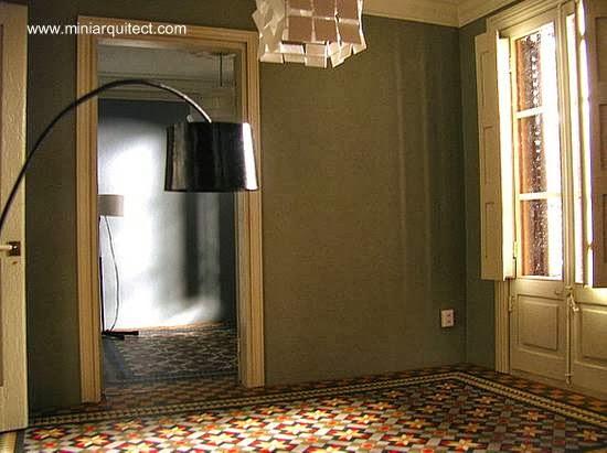 Maqueta de una casa residencial vista de una habitación