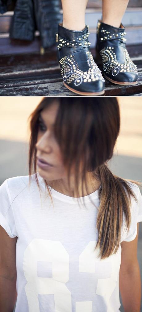 street style barbara crespo a bicyclette bartabac tshirt outfit plaza de colon madrid