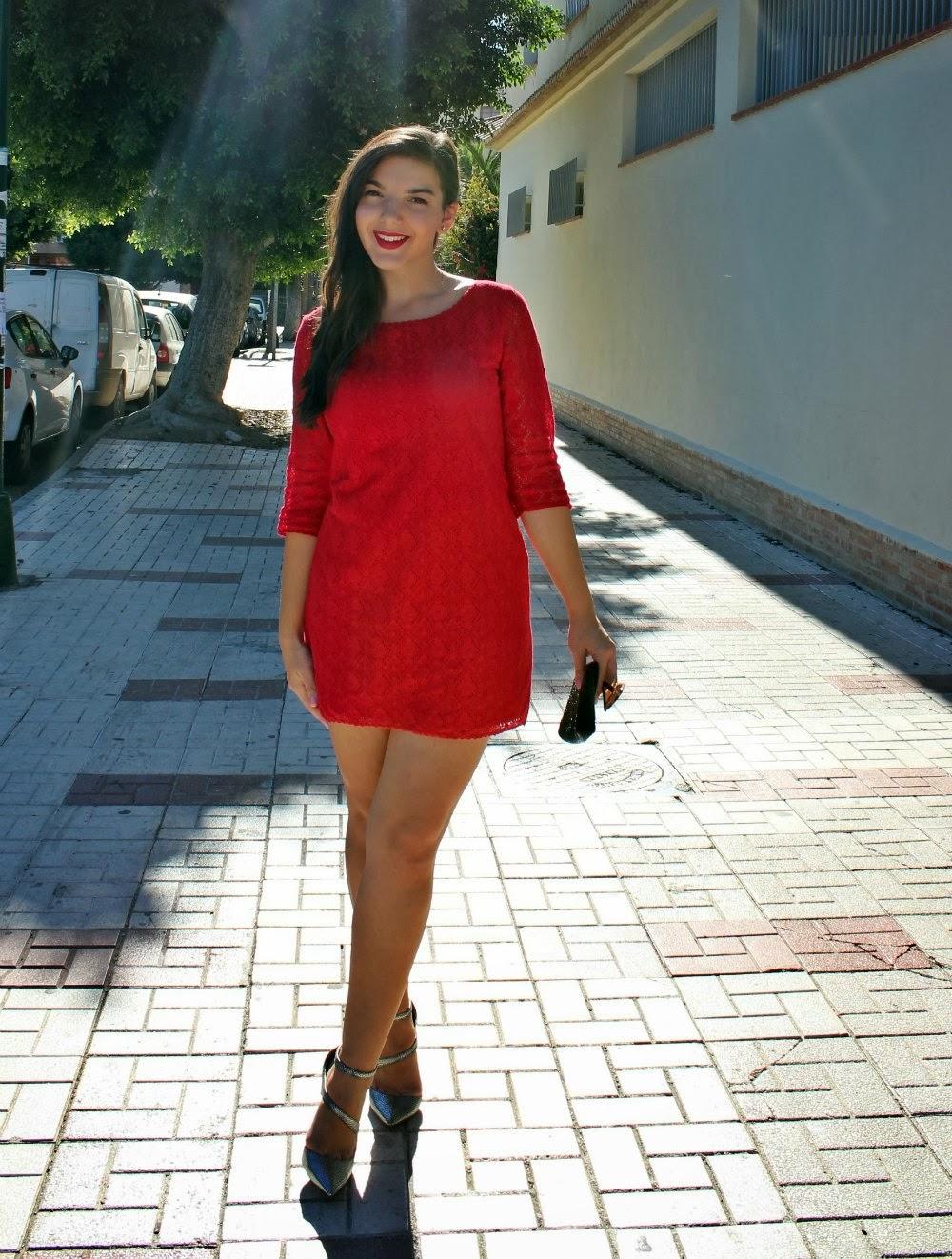 red dress and silver heels