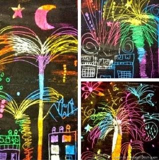 Pintando con ceras: dibujo sorpresa