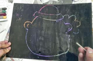 Pintando con ceras: dibujo sorpresa