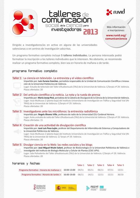 Taller de comunicación científica en redes sociales y blogs.