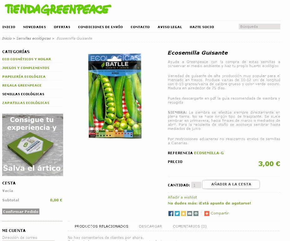 Greenpeace España vende semillas de Monsanto.