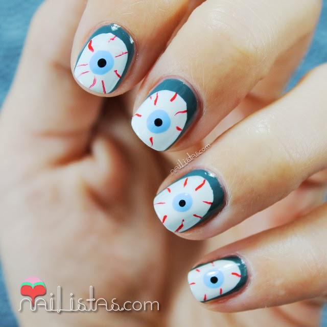 Uñas decoradas de Halloween | Ojos Sangrientos