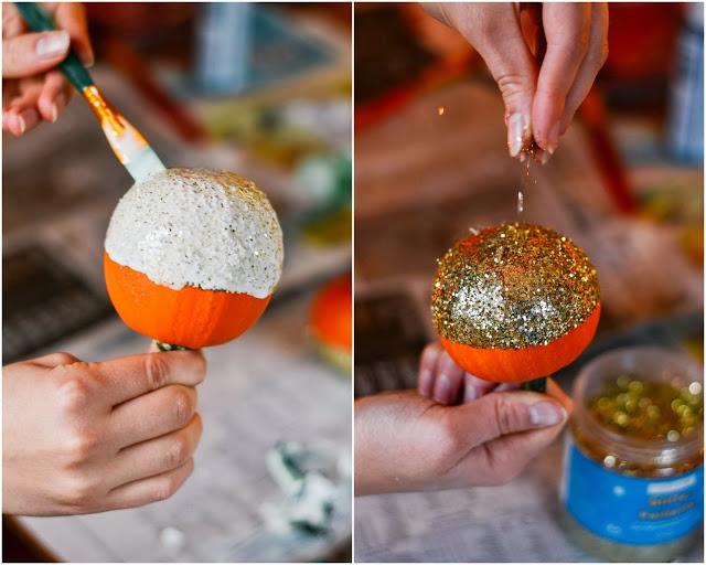 DIY.....CALABAZAS PINTADAS CON PURPURINA