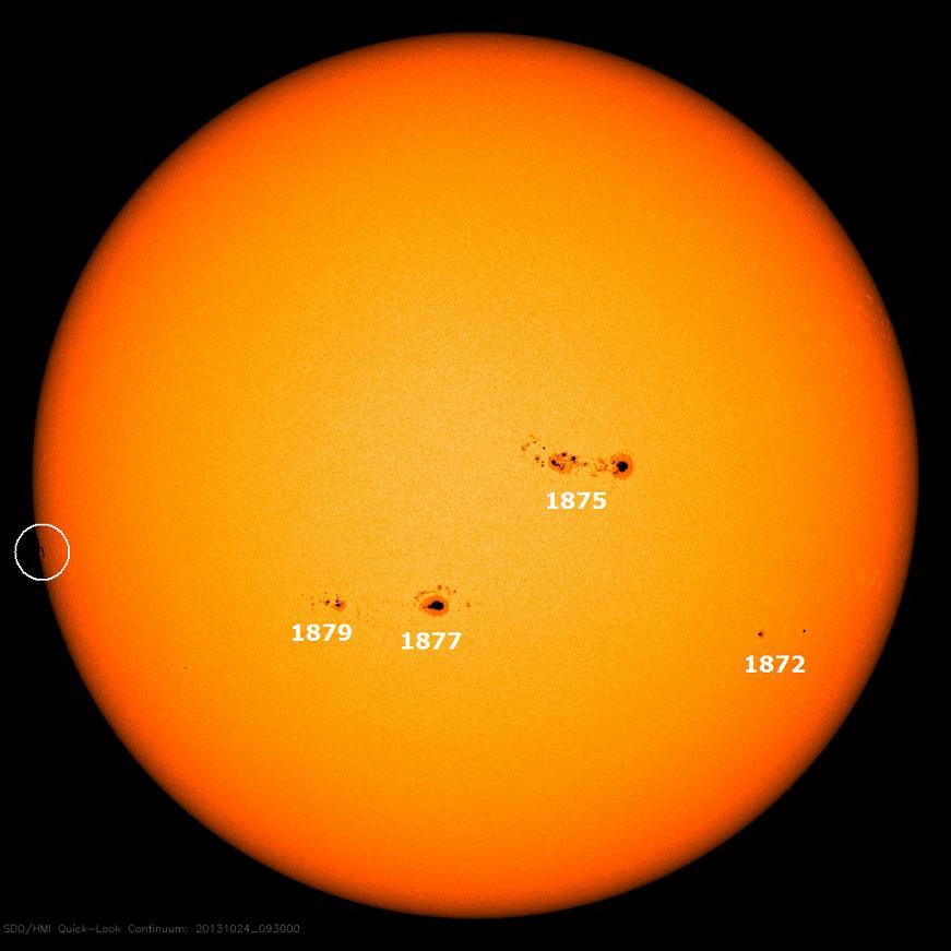Ubicación de las manchas solares