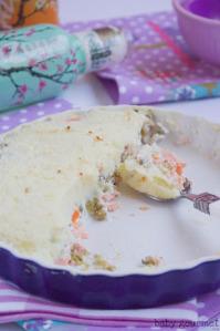 Parmentier de pescados con verduras y puré de patatas para niños