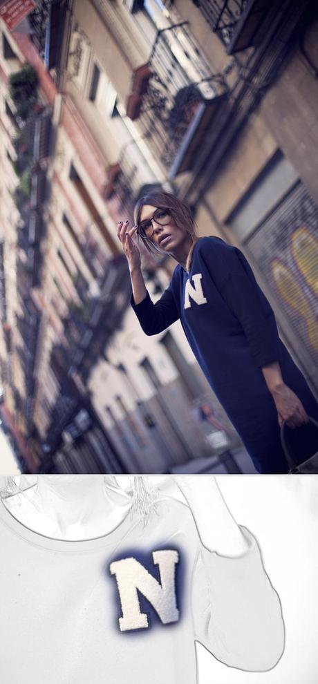 street style barbara crespo university sweatshirt outfit C&A madrid
