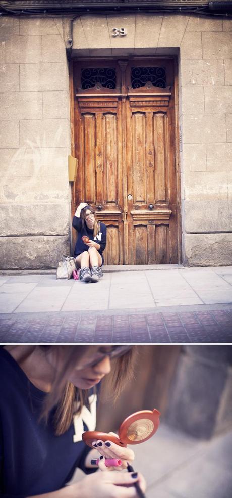 street style barbara crespo university sweatshirt outfit C&A madrid