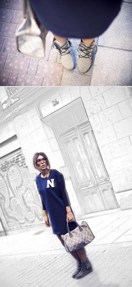 street style barbara crespo university sweatshirt outfit C&A madrid