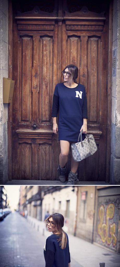 street style barbara crespo university sweatshirt outfit C&A madrid