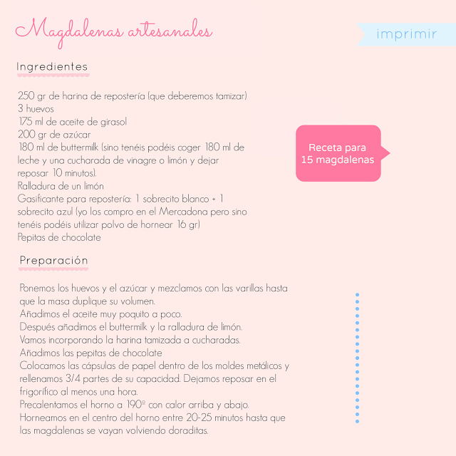 Magdalenas artesanales con chocolate