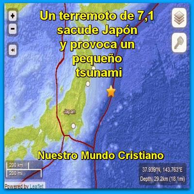 Un terremoto de 7,1 sacude Japón y provoca un pequeño tsunami