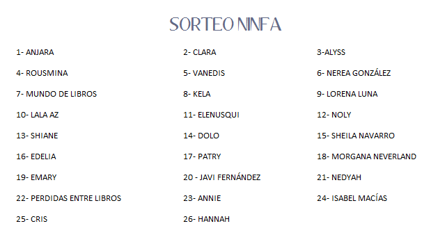 LISTA PROVISIONAL · SORTEO NINFA
