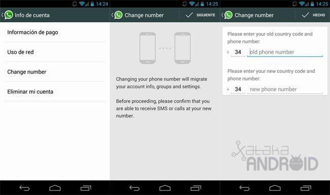 WhatsApp para Android ya nos permite migrar nuestra cuenta a un nuevo número de teléfono móvil