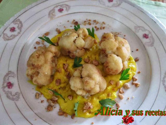 COLIFLOR SOBRE SALSA DE ALBERO AMARILLO