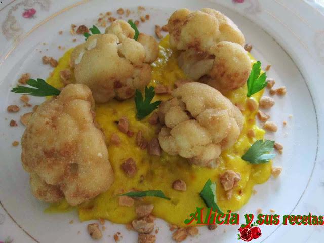 COLIFLOR SOBRE SALSA DE ALBERO AMARILLO