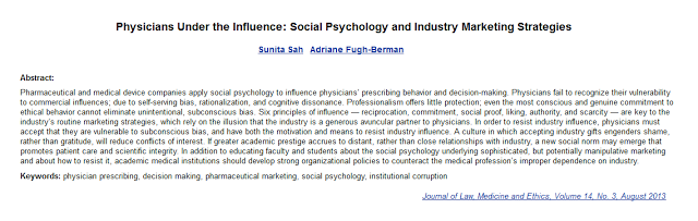 Médicos bajo la influencia de la industria farmacéutica - Sah y Fugh-Berman