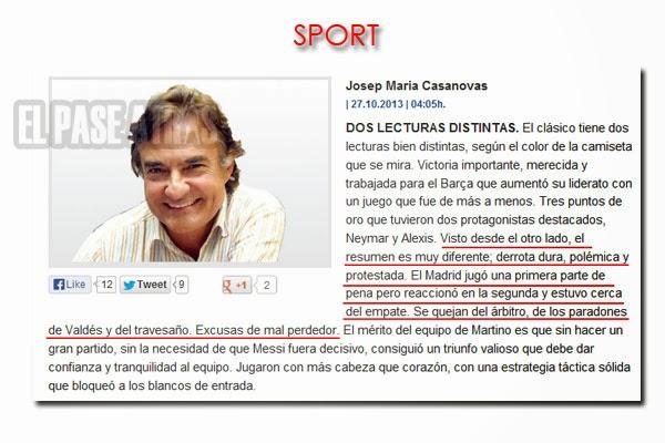 Dos lecturas distintas, Jose María Casanovas (Sport)