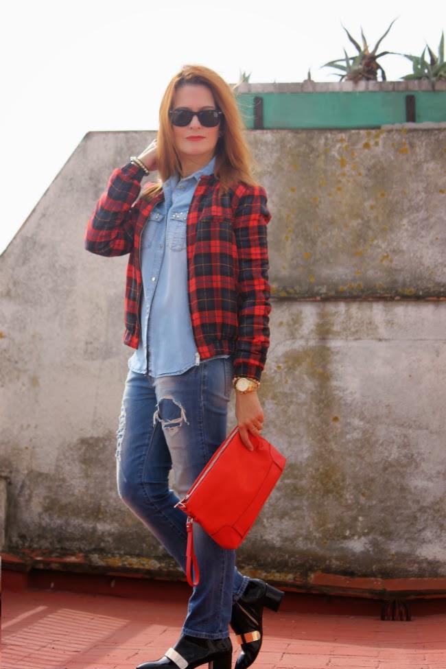 Tartan and ripped jeans