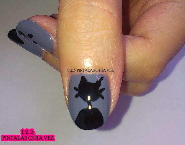 Reto de los Colores. Gris / Manis de Halloween. Gato negro