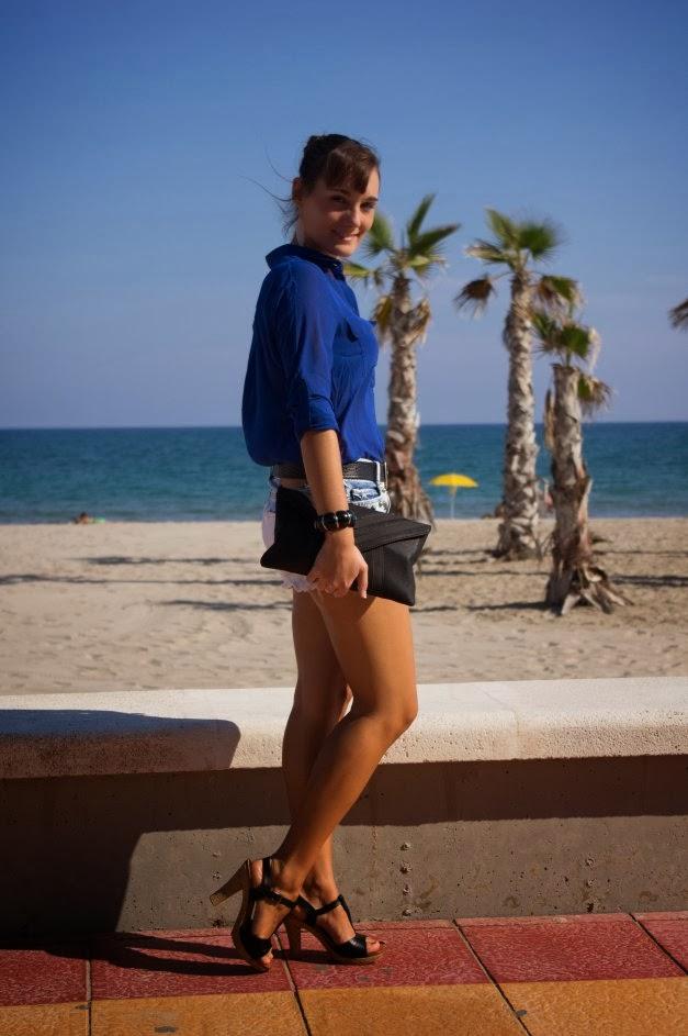 bershka, maripaz, pinkie, stradivarius, look otoño, azul klein, playa alicante, costa de alicante, alicante, 