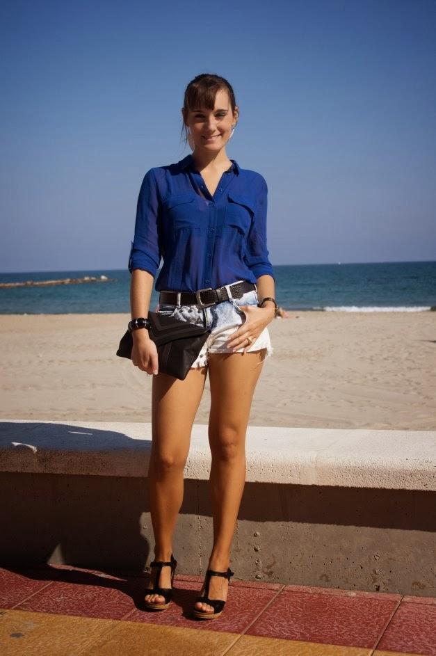bershka, maripaz, pinkie, stradivarius, look otoño, azul klein, playa alicante, costa de alicante, alicante, 
