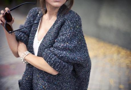 street style barbara crespo lingerie dress the corner cardigan zara boots outfit