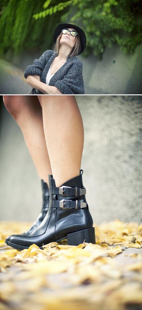 street style barbara crespo lingerie dress the corner cardigan zara boots outfit