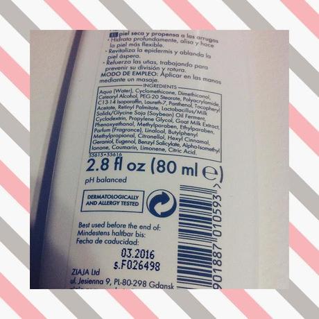 Crema de manos de leche de cabra de ziaja/hand cream goat`s milk ziaja