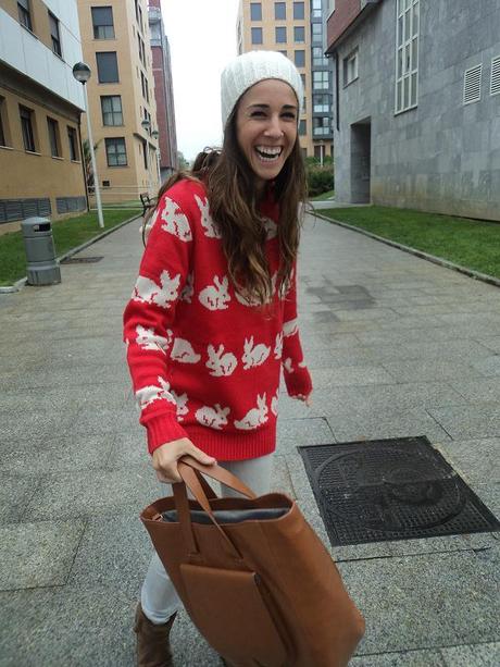 Rabbits sweater smile