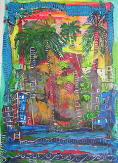 Atardecer litoral Cubano. (Técnica mixta. 33 x 48 Cms.)