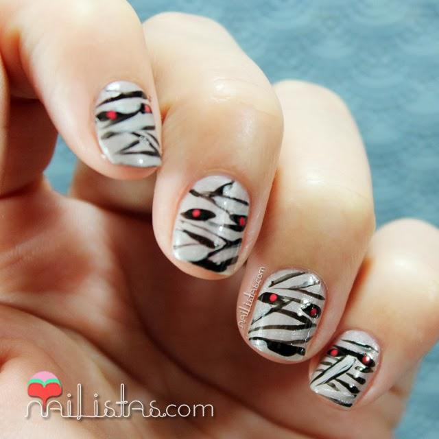 Uñas decoradas con Momias para Halloween