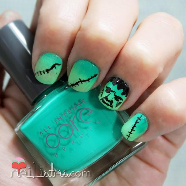 Uñas decoradas con Frankenstein