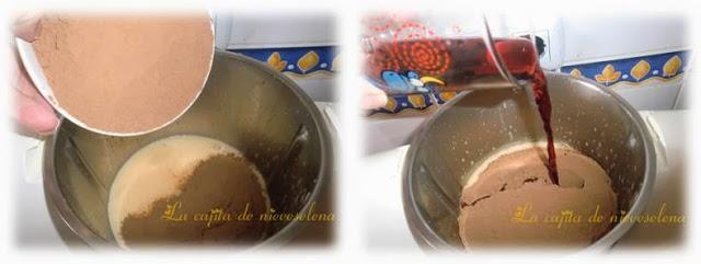 Tarta de vino y tres chocolates