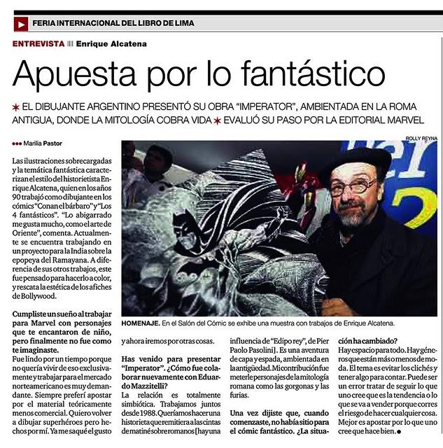 Quique Alcatena: Apuesta por lo fantástico. Por Marilia Pastor (El Comercio)