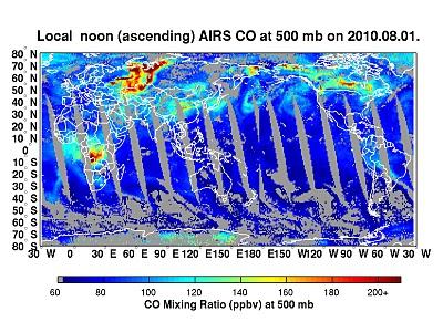 Mapa de la contaminación producida por los incendios de Rusia