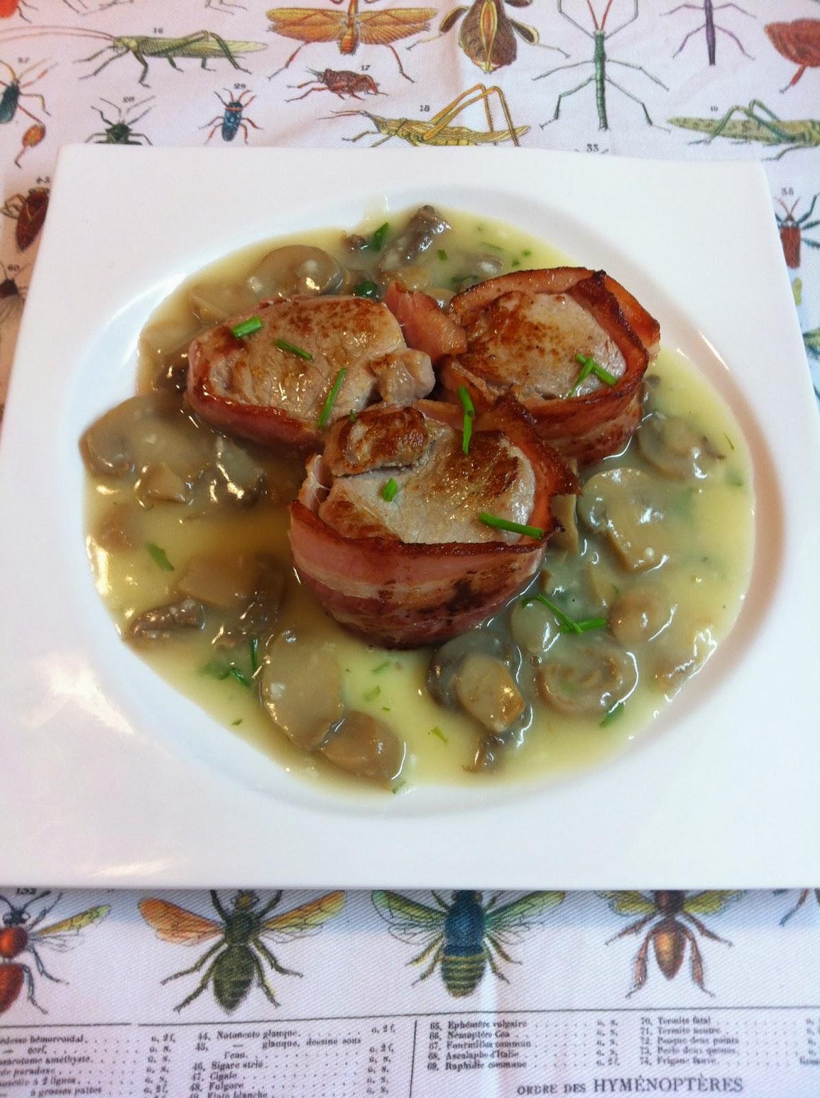 Medallones De Solomillo Con Bacon Y Salsa De Champiñones