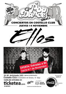 Ellos actúan el 14 de noviembre en el madrileño Costello Club