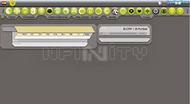 Infinity Army:Ayuda interactiva para hacer listas