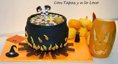Tarta Caldero de bruja (fondant)