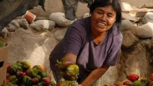 mujer indigena ofreciendo alimento
