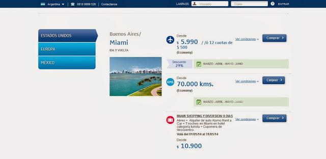 Promoción para volar a Miami