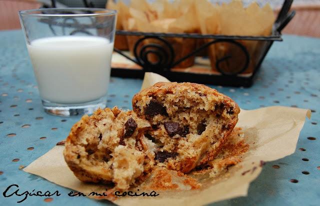 Muffins de plátano y chip de chocolate