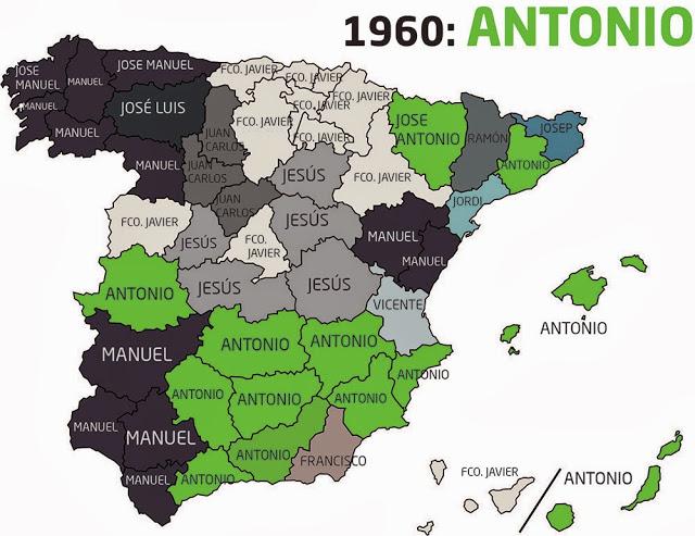 Los nombres más usados en España desde 1920 hasta 2010