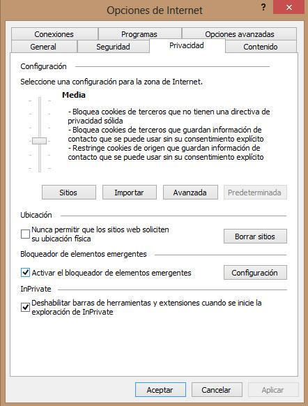 elementos emergentes Internet Explorer, dos interfaces en Windows 8