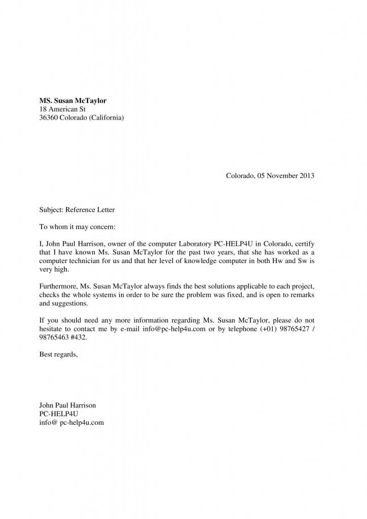 Reference letter 01 724x1024 Ejemplo carta de recomendación en inglés o Reference Letter