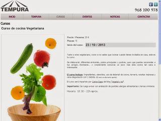 Captura de pantalla de la página con la información del curso en el sitio Tempura.es