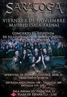 Concierto de despedida de Saratoga este viernes en Madrid